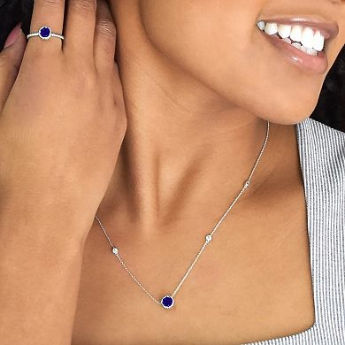 Boston Bay Diamonds Sterling Silver Lab-Grown Blue & White Sapphire Necklace