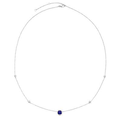 Boston Bay Diamonds Sterling Silver Lab-Grown Blue & White Sapphire Necklace