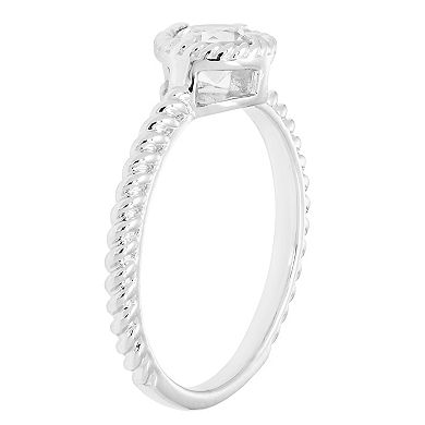 Boston Bay Diamonds Sterling Silver Lab-Grown White Sapphire Rope Halo Stacking Ring