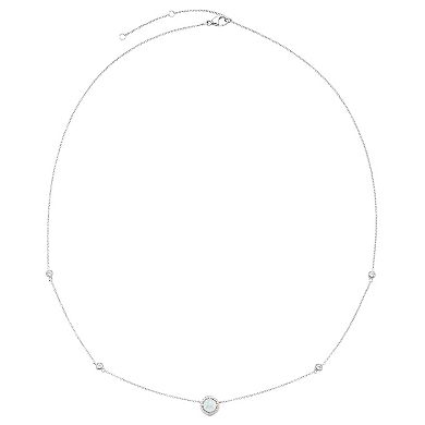 Boston Bay Diamonds Sterling Silver Genuine Opal & Lab-Grown White Sapphire Necklace
