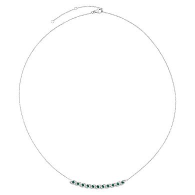 Boston Bay Diamonds Sterling Silver Lab-Grown Emerald & Diamond Accent Twisted Bar Necklace