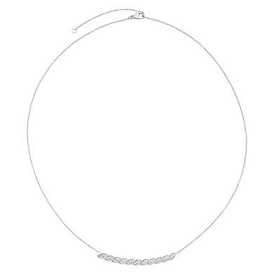 Boston Bay Diamonds Sterling Silver 1/8 Carat T.W. Diamond & Lab-Grown White Sapphire Twisted Bar Necklace