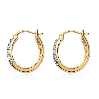 14k Gold Over Silver 1/20 Carat T.W. Diamond Huggie Hoop Earrings
