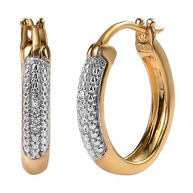 14k Gold Over Silver 1/20 Carat T.W. Diamond Huggie Hoop Earrings