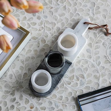 A&B Home Marble Decorative Cups & Tray Table Decor 4-Piece Set