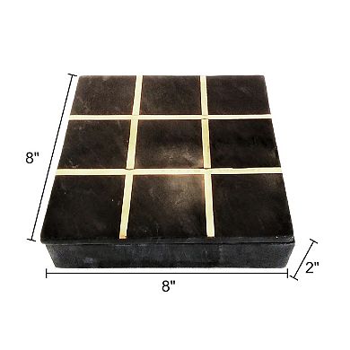 A&B Home Marble Brass Inlay Tic Tac Toe Table Decor