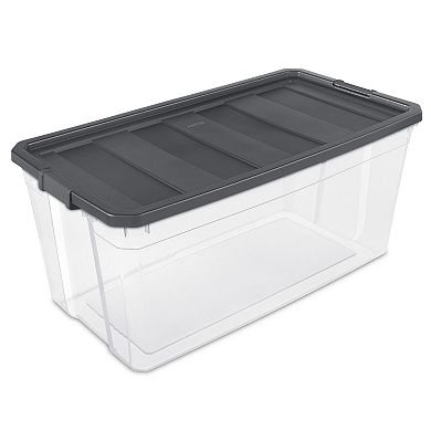 Sterilite 200 Quart Clear Stackable Latching Storage Box Container, Grey, 6 Pack