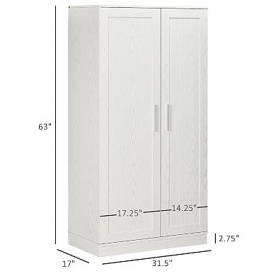 HOMCOM Kitchen Pantry 14-Tier Freestanding Cupboard with 2 Doors White