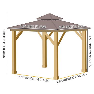 Outsunny 10' x 10' Hardtop Gazebo Patio Shelter Outdoor w/ Steel 2-Tier Roof