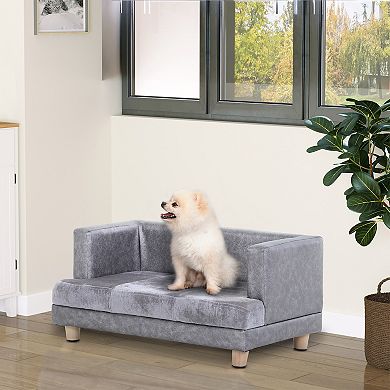 Dog Couch Pet Sofa Bed For Small Dogs Cats With Cushion, Gray