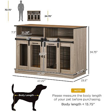 Large Or Small Dog Cage W/ Shelves Sliding Doors, Fancy Puppy Furniture