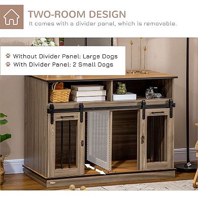 Large Or Small Dog Cage W/ Shelves Sliding Doors, Fancy Puppy Furniture