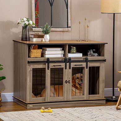 Large Or Small Dog Cage W/ Shelves Sliding Doors, Fancy Puppy Furniture