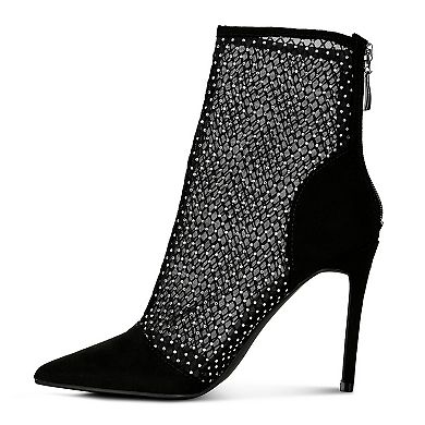 London Rag Women's Jazz Mesh Diamante Boots