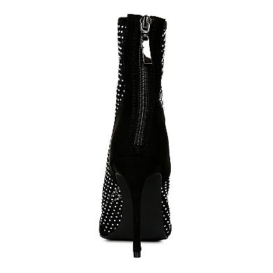 London Rag Women's Jazz Mesh Diamante Boots