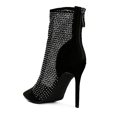 London Rag Women's Jazz Mesh Diamante Boots