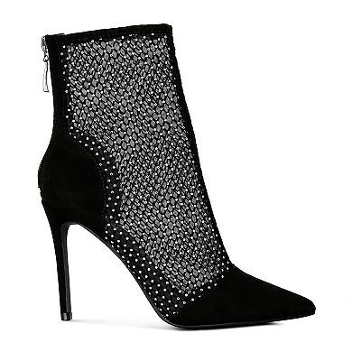 London Rag Women's Jazz Mesh Diamante Boots