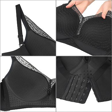 Women's Plus Size Push Up Bra Lace Lift Up Comfort Padded Wirefree Bra