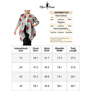 Women's Plus Size Owl Printed Open Front Fall Cardigan