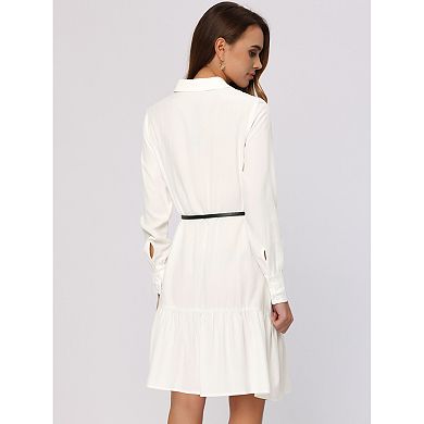 Shirtdress for Women's Button Front Shirt Dress with Belt