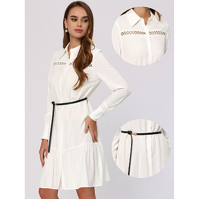 Shirtdress for Women's Button Front Shirt Dress with Belt