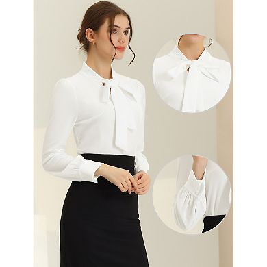 Vintage Gothic Blouse For Women's Velvet Dressy Bow Tie Neck Office Business Work Shirt Tops