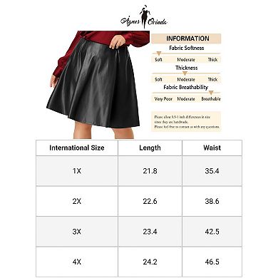 Women's Plus Size PU Skirt A-Line Versatile Flared Party Skirts