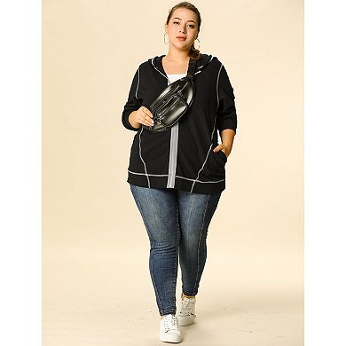 Women's Plus Size Athletic Zip-Up Hoodies Jacket with Pockets