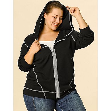 Women's Plus Size Athletic Zip-Up Hoodies Jacket with Pockets