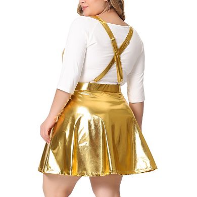 Women's Plus Size Zipper Elastic Waist Glittery Skater Skirt