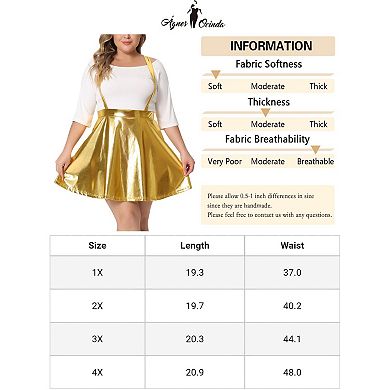 Women's Plus Size Zipper Elastic Waist Glittery Skater Skirt