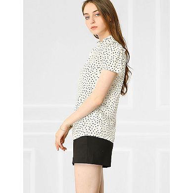 Women's Ruffled Retro Short Sleeve Office Polka Dots Blouse Tops