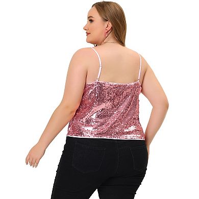 Women's Plus Size Sequined Shining Club Party Sparkle Camisole