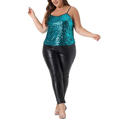Women's Plus Size Sequined Shining Club Party Sparkle Camisole