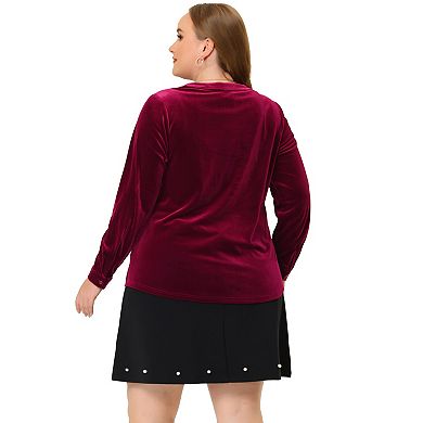 Women's Plus Size Fall Long Sleeves Button Down Velvet Shirt