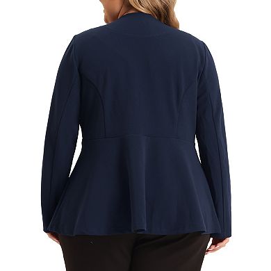 Women's Plus Size Office Work Double Lapel Button Peplum Blazer Jackets