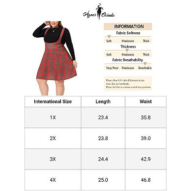 Women's Plus Size Side Zipper Plaid Suspender Brace Gingham Skirt