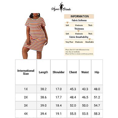 Women's Plus Size Tunic Dress Striped Short Sleeve Midi Dress