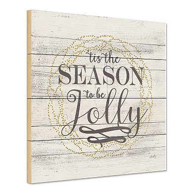 Ivory and Black Tis the Season Christmas Square Wall Art Decor 12" x 12"