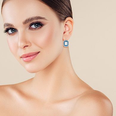 Sunkissed Sterling Cubic Zirconia & Blue Enamel Earrings