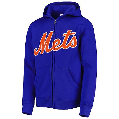 Youth Royal New York Mets Wordmark Full-Zip Fleece Hoodie