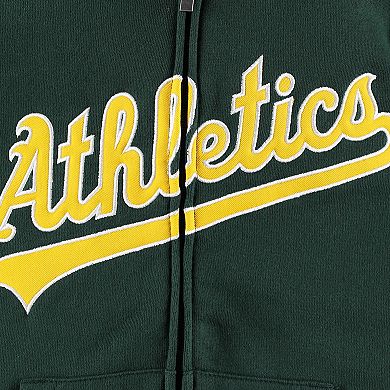 Youth Green Oakland Athletics Wordmark Full-Zip Fleece Hoodie