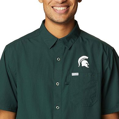 Men's Columbia PFG Green Michigan State Spartans Slack Tide Camp Button-Up Shirt