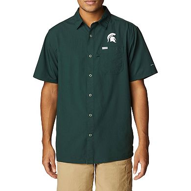 Men's Columbia PFG Green Michigan State Spartans Slack Tide Camp Button-Up Shirt