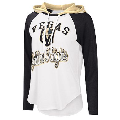 Women's Starter White/Black Vegas Golden Knights MVP Raglan Hoodie T-Shirt