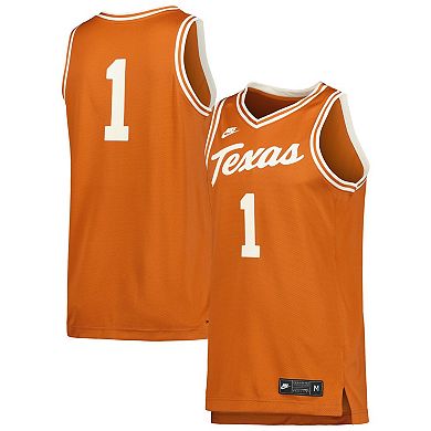 Men's Nike #1 Cream Texas Longhorns Retro Replica Basketball Jersey