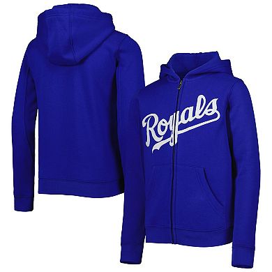 Youth Royal Kansas City Royals Wordmark Full-Zip Fleece Hoodie