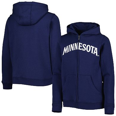 Youth Navy Minnesota Twins Wordmark Full-Zip Fleece Hoodie