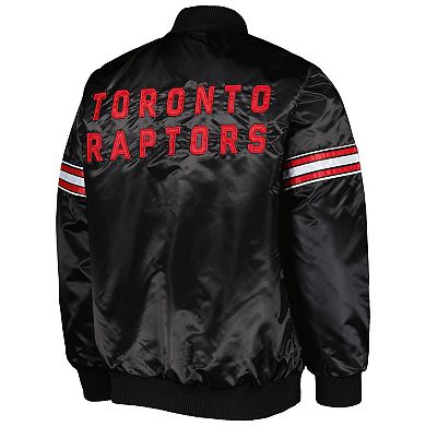 Men's Starter Black Toronto Raptors Pick & Roll Satin Full-Snap Varsity Jacket