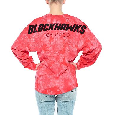 Women's Fanatics Branded Red Chicago Blackhawks Crystal-Dye Long Sleeve T-Shirt